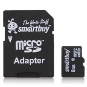 MICRO SDHC (Trans Flash) 8Gb Smart Buy (class 10)+адаптер * Карта памяти