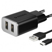 USB 2 2400 mA+USB-micro (11381) черный * Комплект СЗУ Deppa + кабель