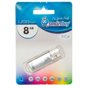 USB 8 Gb Smart Buy V-Cut Silver * Карта памяти