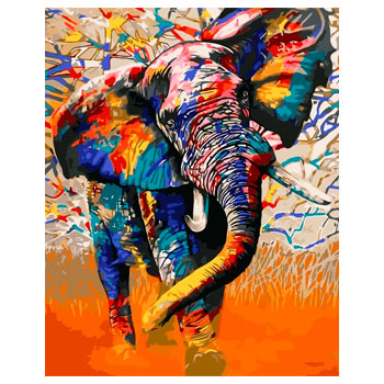 Картина по номерам 40x50 Красочный слон (VA-1830) * Картина по номерам