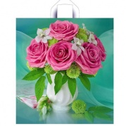 Пакет полиэтилен "Розовые розы" 44х40см 636849 * Пакет