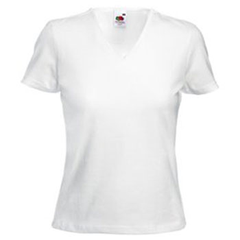 Белая футболка lady, размер 42 (S) (V-ворот) * Футболка