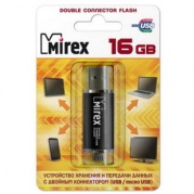 USB 16 Gb Mirex Smart (USB/microUSB) Black (ecopack) * Карта памяти