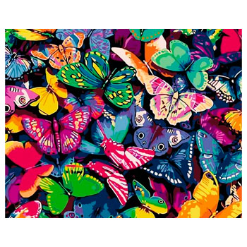 Картина по номерам 40х50 Красочные бабочки (VA-0125) * Картина по номерам
