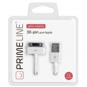 Apple 30-pin для iPhone 3G/4/iPad/iPod 1,2м бел(7200)*Дата-кабель USB Prime Line