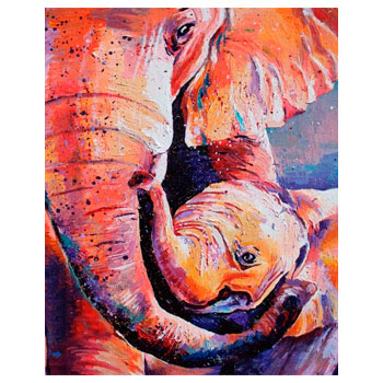 Картина по номерам 40х50 Слон и слоненок (VA-1307) * Картина по номерам